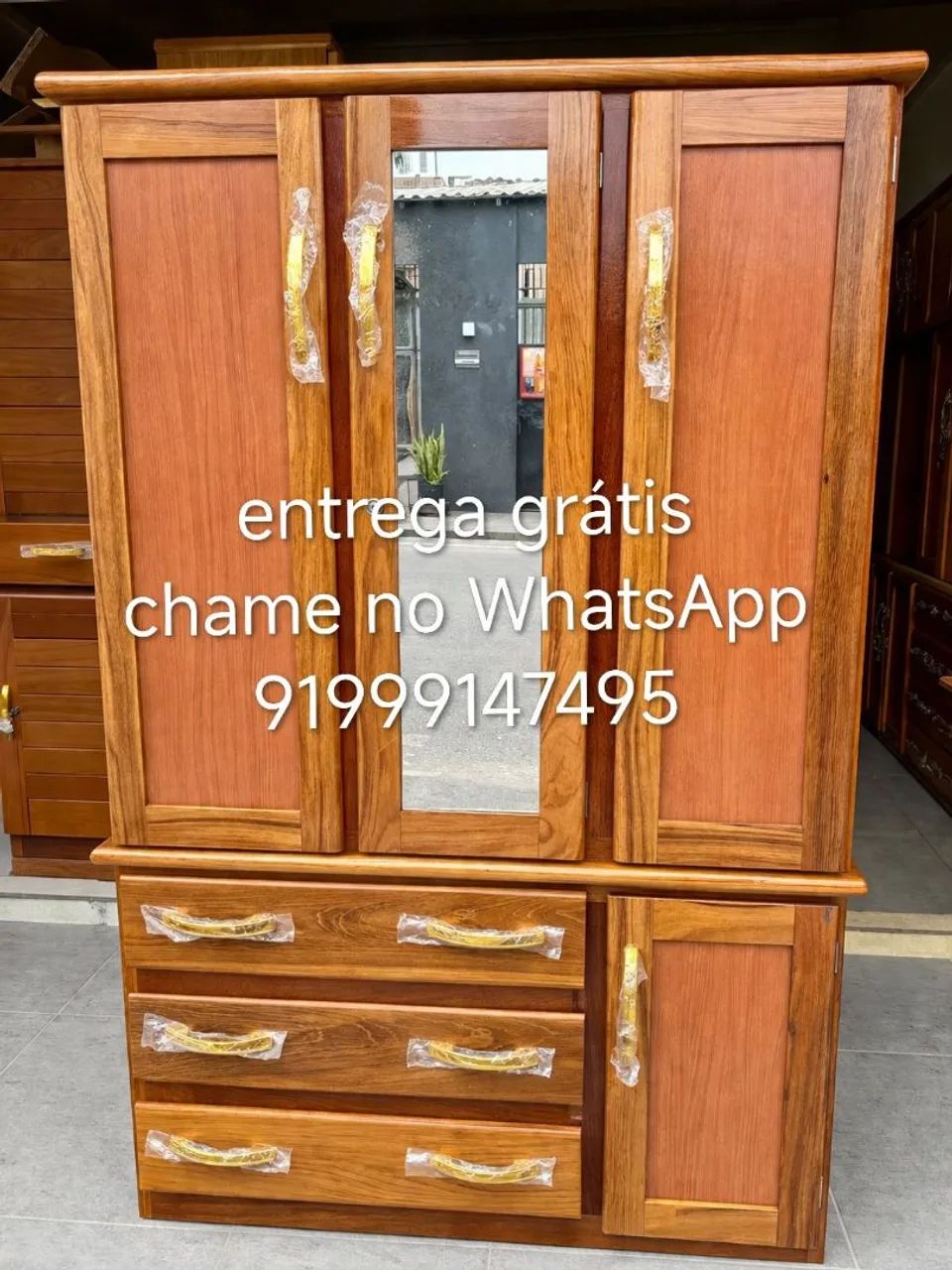 Roupeiro de 3 portas espelhado novo