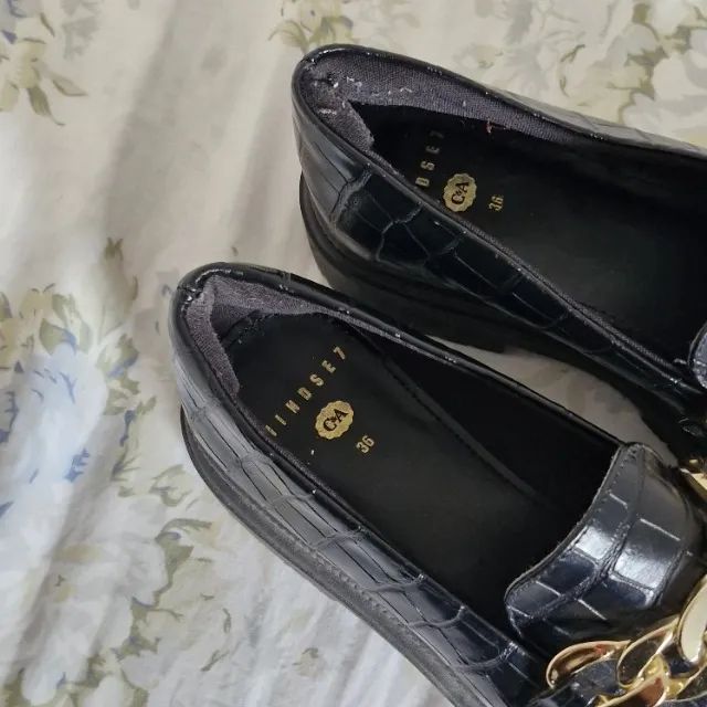Mocassim Tratorado Croco Preto C&A - Foto 4