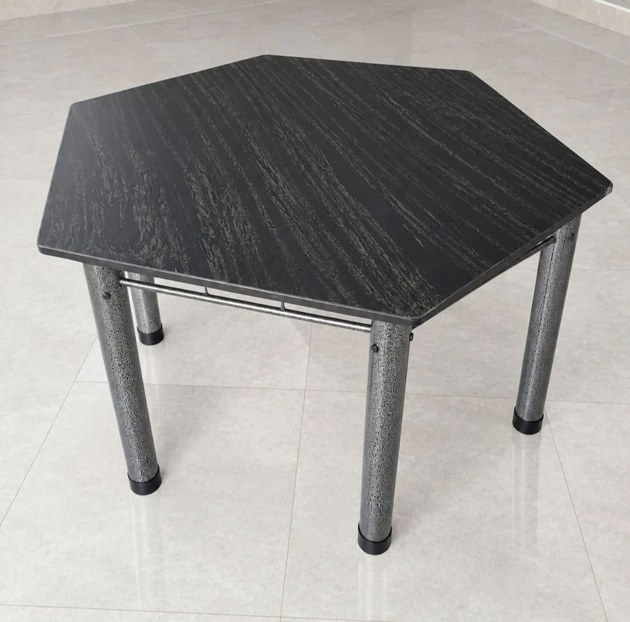 Mesa Hexagonal de Mármore Escuro - Foto 2