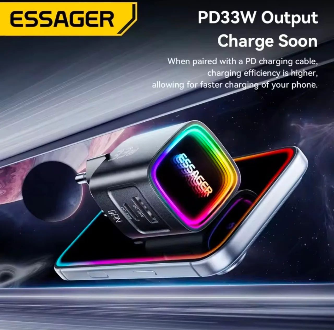CARREGADOR ESSAGER RGB 33W - Foto 2