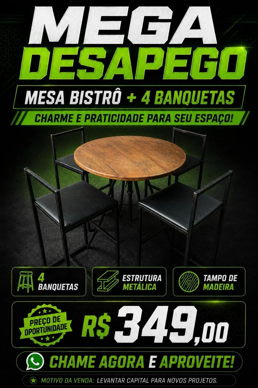 Mesa bistrô + banquetas