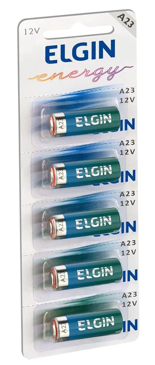 Conjunto com cinco Pilhas Alcalina 23A Elgin Bateria MN21 V23GA A23 - LACRADAS