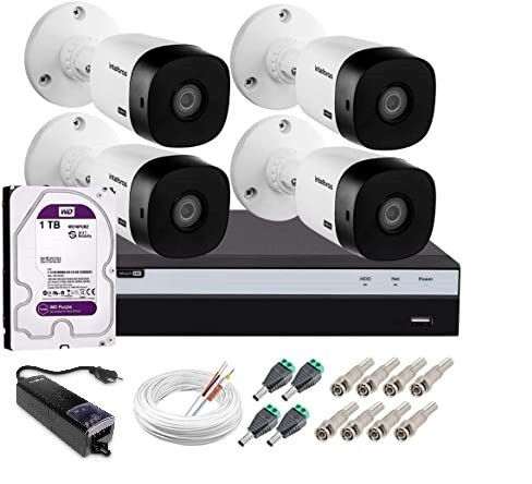 Kit completo Intelbras Full HD 4 canais (MHDX3104+VHL1220B+HD 1TB Purple+acessórios)