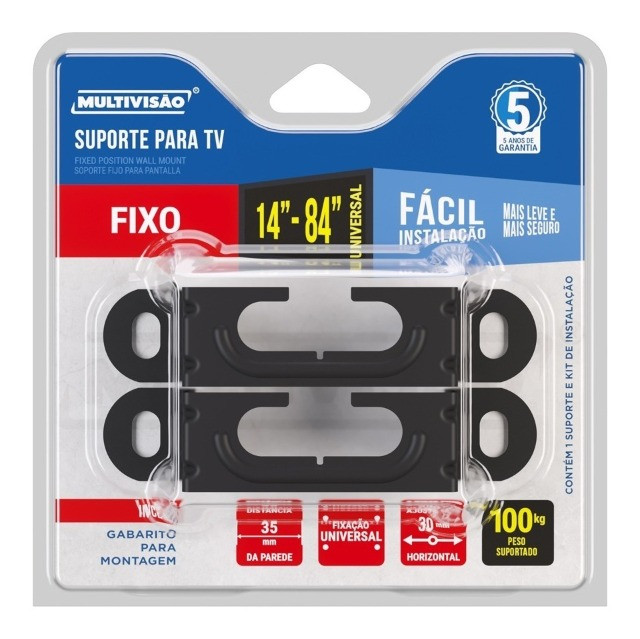 Suporte Fixo Universal Slim Multivisão Para TV 14 a 84 Polegadas Novo Lacrado