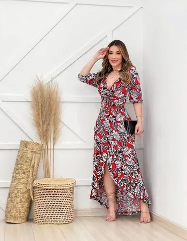 Oferta Kit 2 Vestidos longos malha suede (Garantimos modelo) - Foto 4