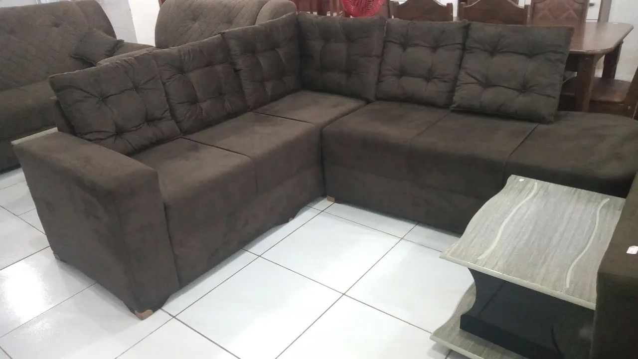 Sofá de Canto em Suede-NOVO