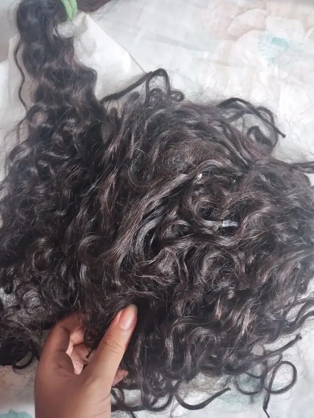 APLIQUE TIC TAC FIO INVISIVEL CABELO BIO FIBRA CACHEADO DE 80CM - Cabelos  Lace Mega Hair Apliques Peruca Próteses