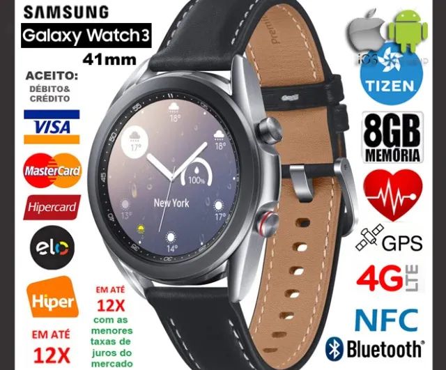 Galaxy Watch 3 41mm IOS e Android 8GB 4G LTE, GPS, Bluetooth, Novíss