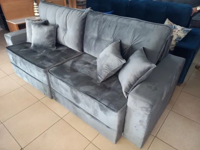 sofa retratil reclinavel e sofa cama Veludo  - Foto 3
