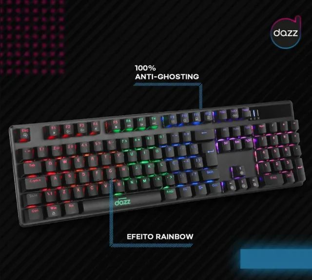 Teclado Mecânico Dazz switch azul, led, c/ fio usb - Foto 4