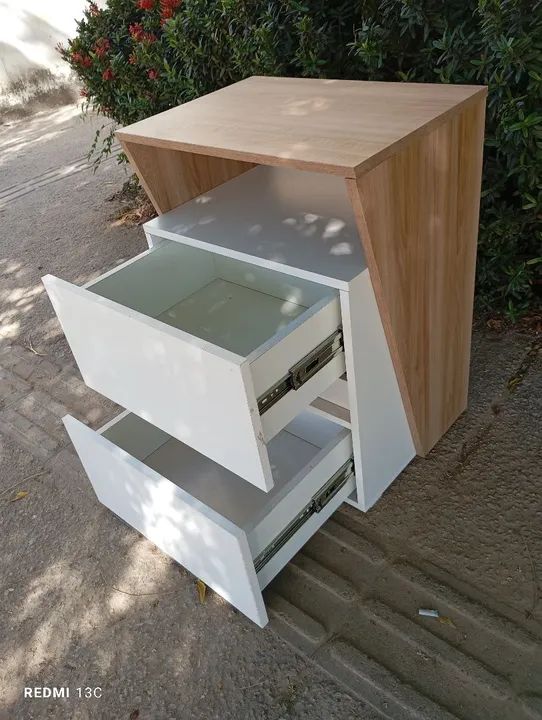 Gaveteiro de madeira branco com 2 gavetas - Foto 5