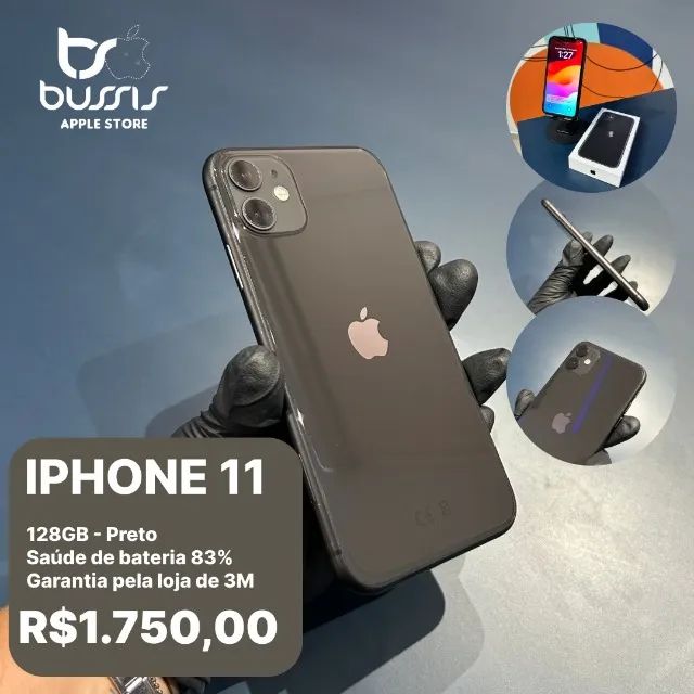 IPhone 11 Preto 128Gb Saude de Bateria 83% | Loja Física