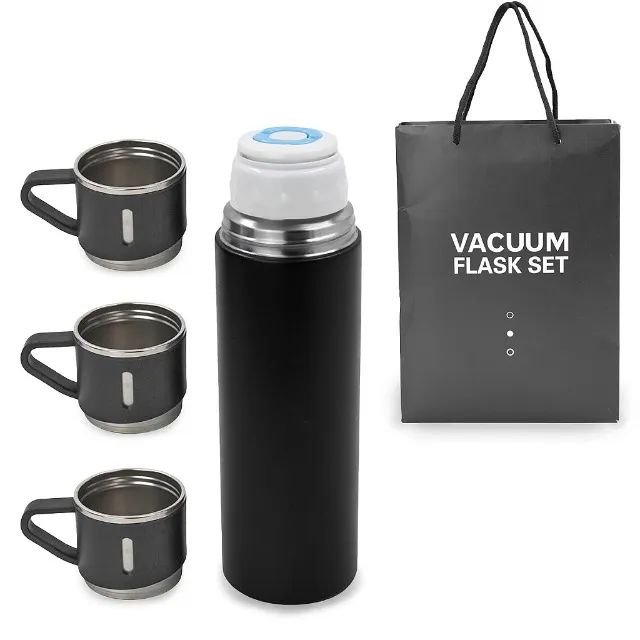 Garrafa Térmica 3 Copos Aço Inox Squeeze 500ml Cores