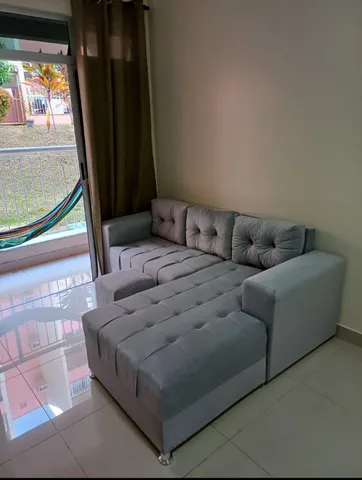 Sofá de 3 lugares mais puff de brinde entrega grátis
