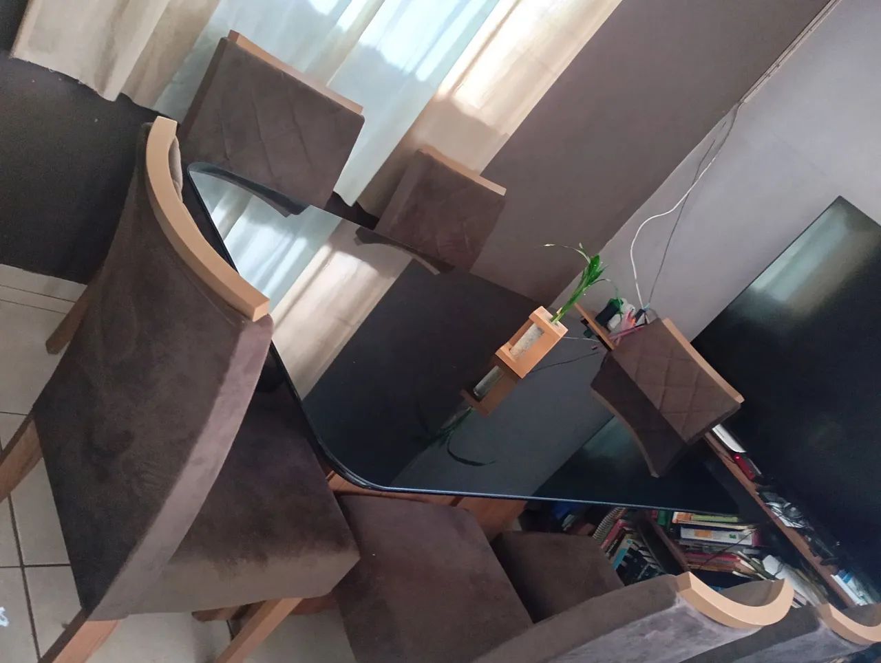 Mesa de Jantar de Vidro Preto - Foto 2