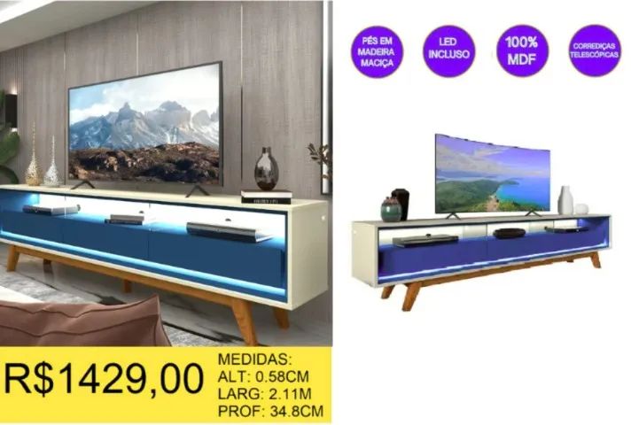 RACK COM LED 100% MDF A PRONTA-ENTREGA  - Foto 2