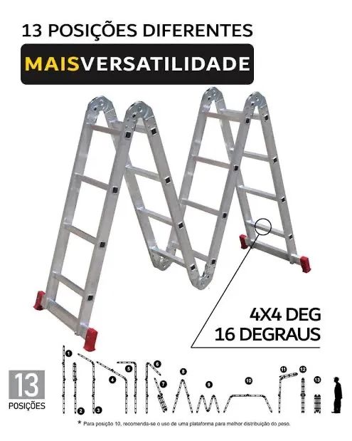 Escada Articulada 4x4 16 degraus
