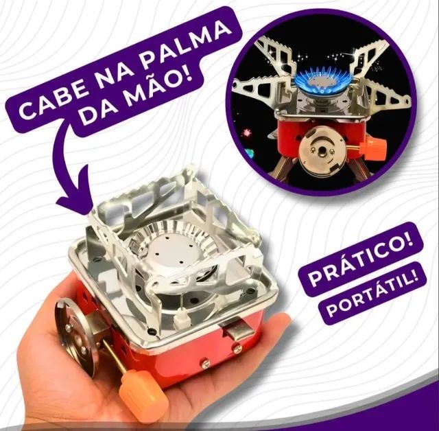 Mini Fogareiro Portátil Automático Gás Ajuste De Chama Bolsa - Foto 5