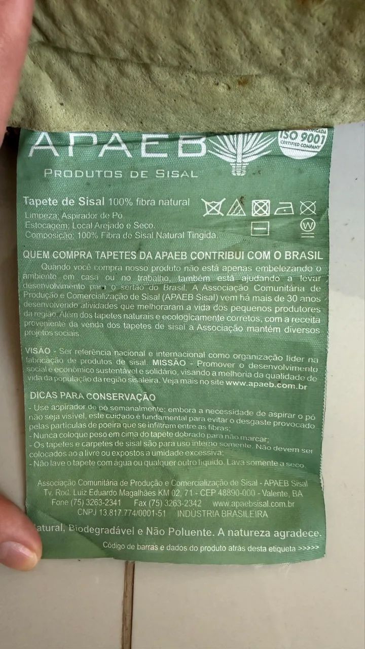 Tapete Sisal 100% fibra Natural