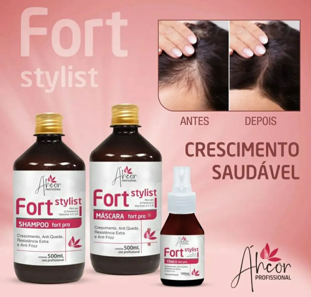Kit Fort Stylist Ahcor - Crescimento Saudável dos Cabelos