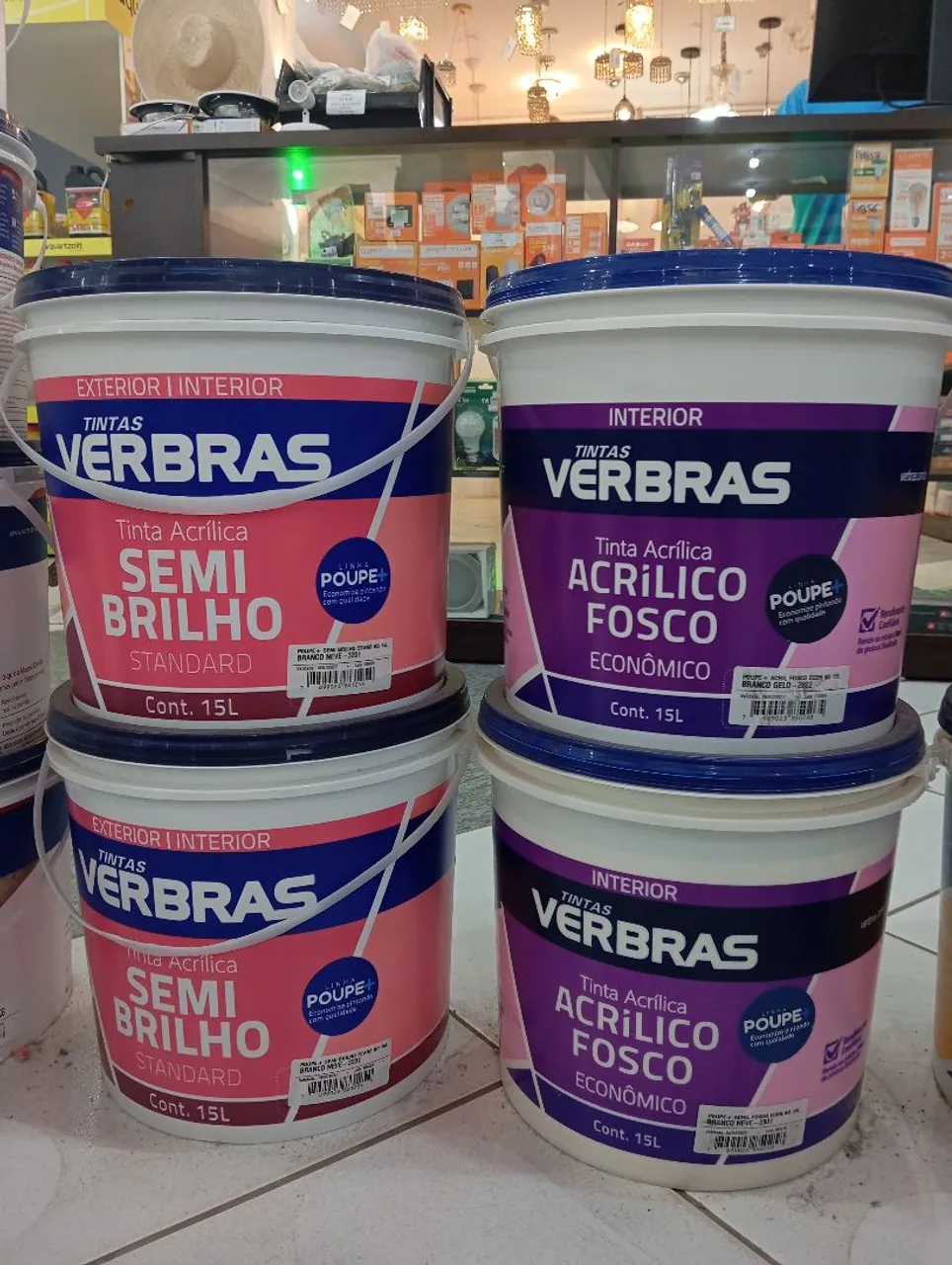 Tintas Acrílicas Verbras e vitória regia- Semi Brilho e Fosco - 15L