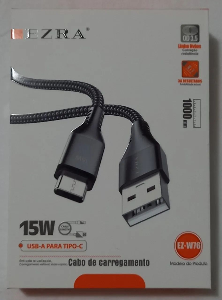 Cabo carregamento USB para Tipo-C