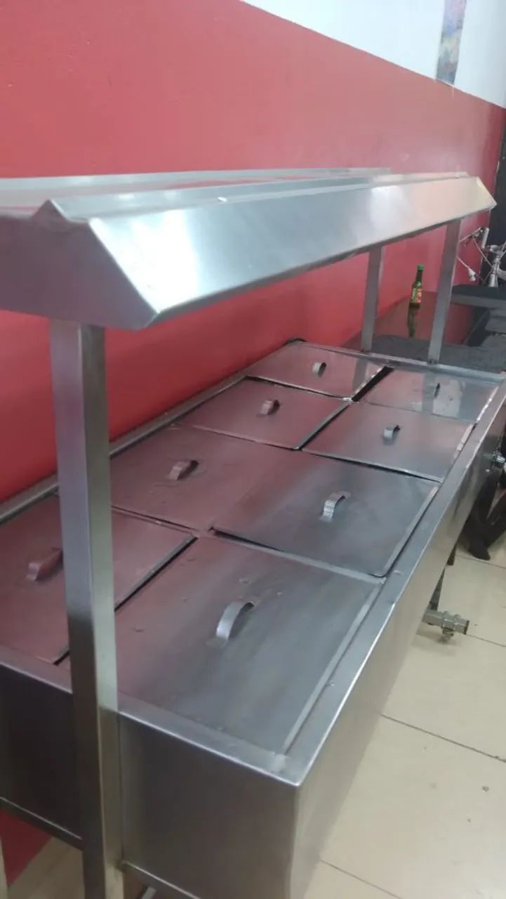 Fogão 6 bocas com chapa e buffet térmico 