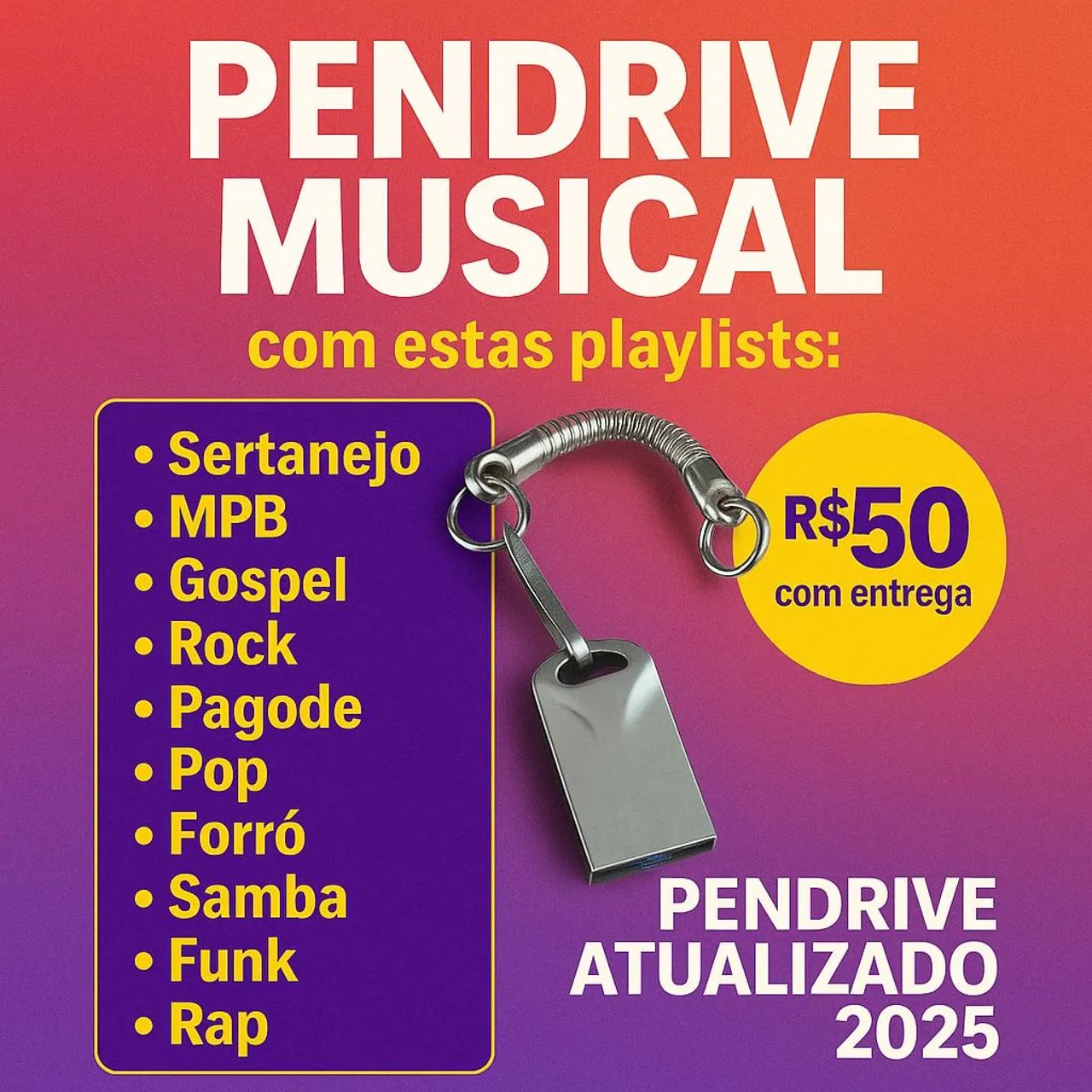Pendrive com Músicas Atualizadas