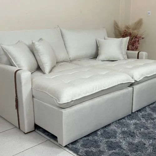 Sofá Cama/Retrátil Soft Molas Ensacadas 2,20m Linho l65