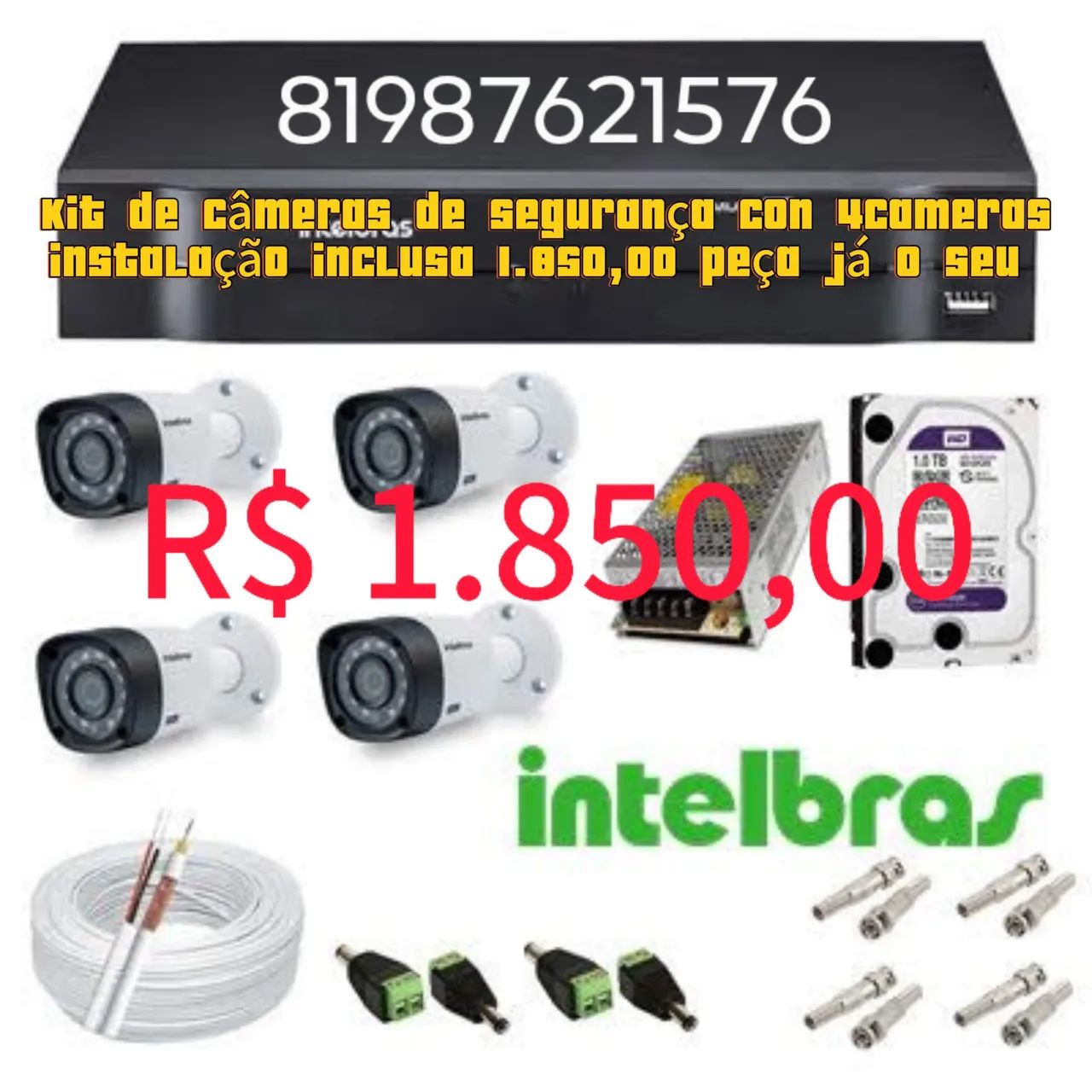 Kit de Segurança Residencial Intelbras com Câmera e Gravador