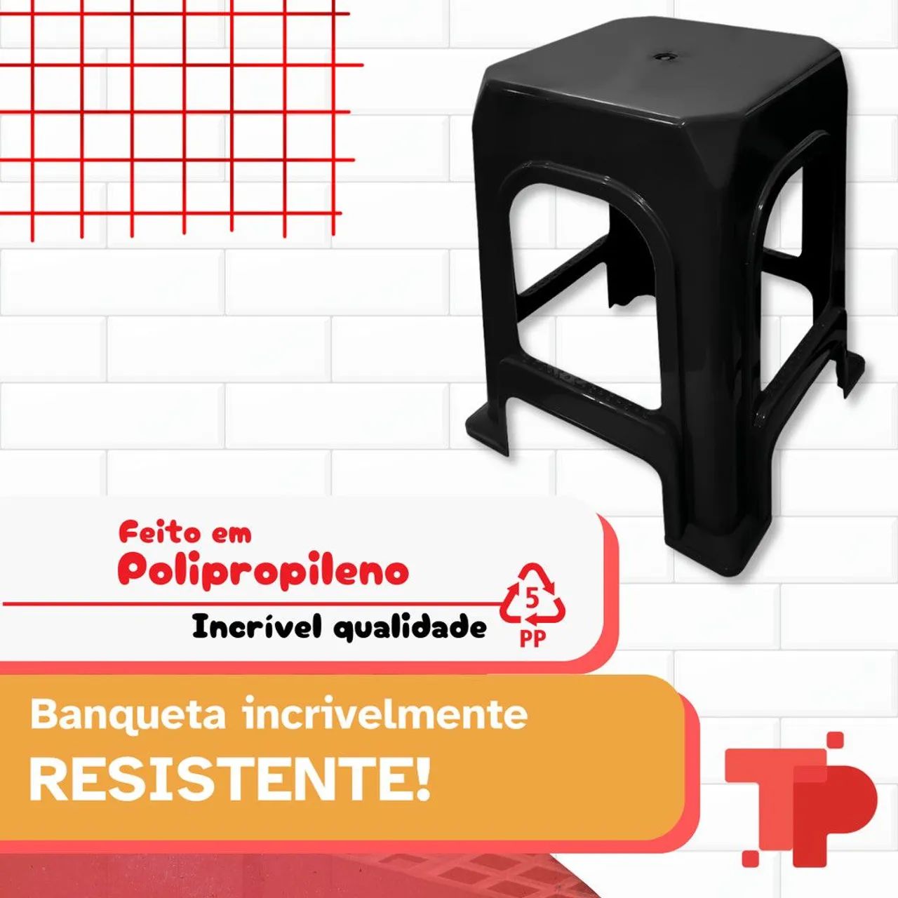 Banco de Plástico Preto Resistente e Durável - Foto 4