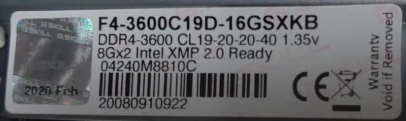 Memória RAM 16gb (2x8gb) DDR4 G. Skill Sniper X 3600mhz CL19-20-20-40 - Foto 2