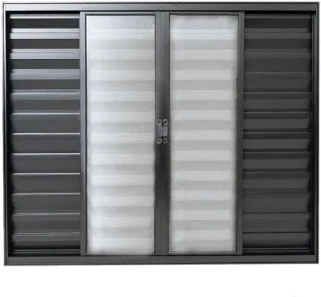 janela veneziana 6 folhas sem grade linha modular preta 100x100 - Foto 3