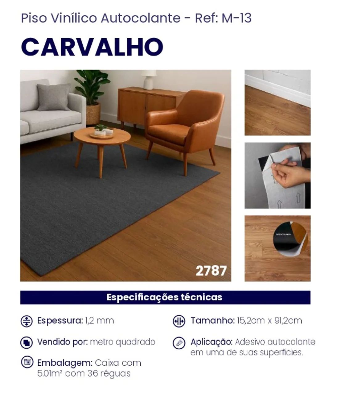 Piso Vinílico Autocolante - várias estampas - Foto 2