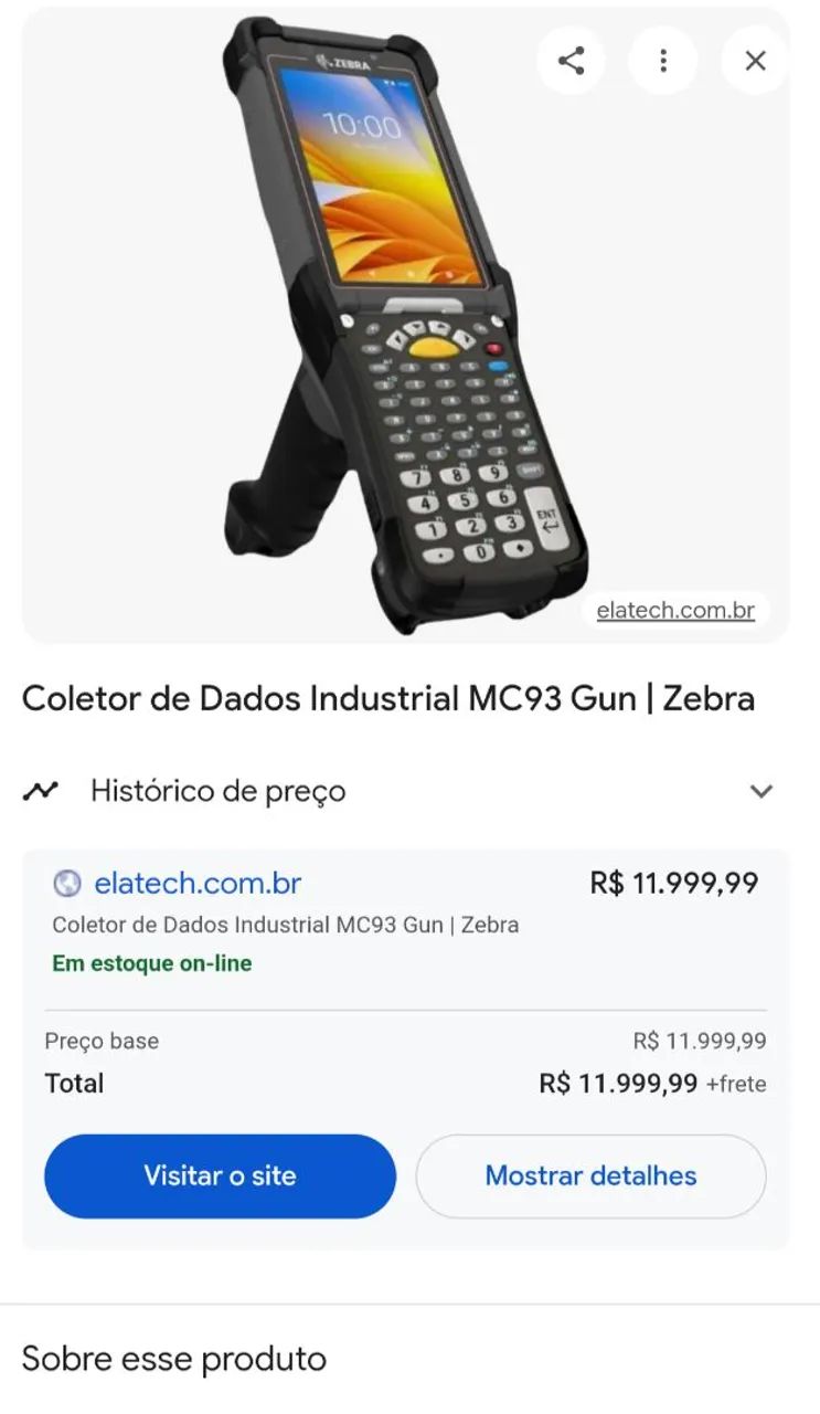 Coletor zebra Mc93 top sem uso torro 