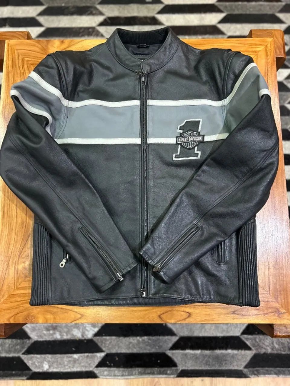 Jaqueta De Couro Harley Davidson Race Preta/cinza 98104-04vm