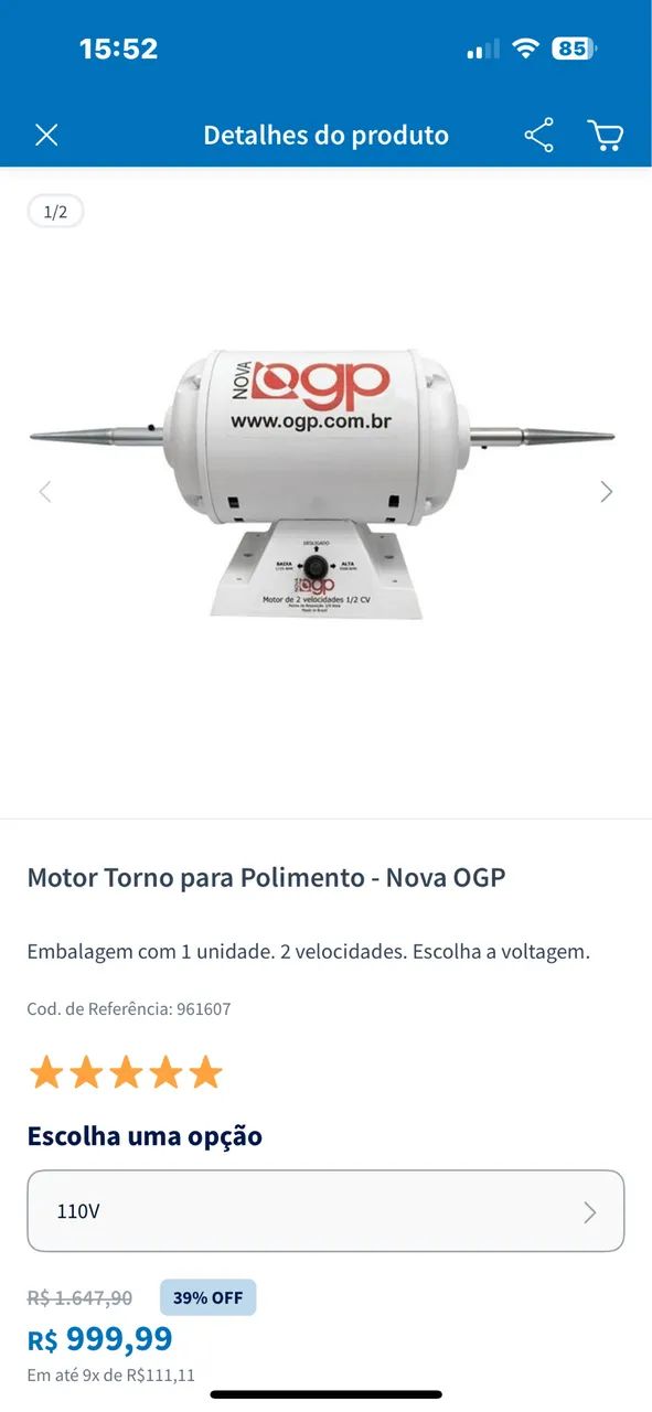 Motor torno de polimento - Nova OGP