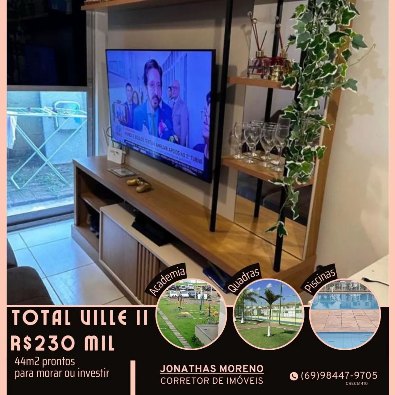 VENDO APT MOBILIADO CONDOMÍNIO TOTAL VILLE II