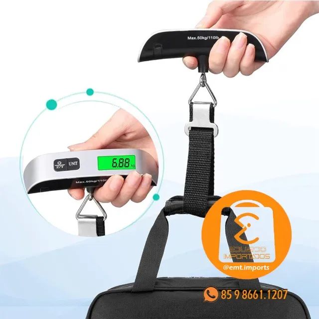 Balança Portatil Digital de Mão com Alça Até 50kg BM-A09