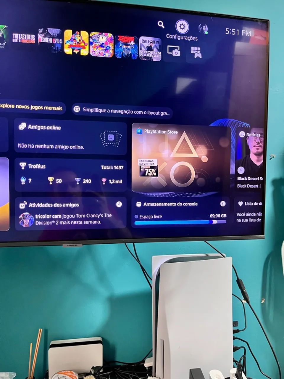 playstation 5 com mídia física + controles + hd externo 2tb - Foto 2