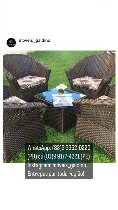 Conjunto de terraço e área - jogo de terraço- jogo de área - cadeiras em fibra - Foto 5