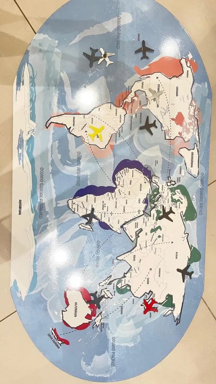 Quadro de Aviso em Metal: Aço - Mapa Explore (FUNDO AZUL) 85x42,6cm