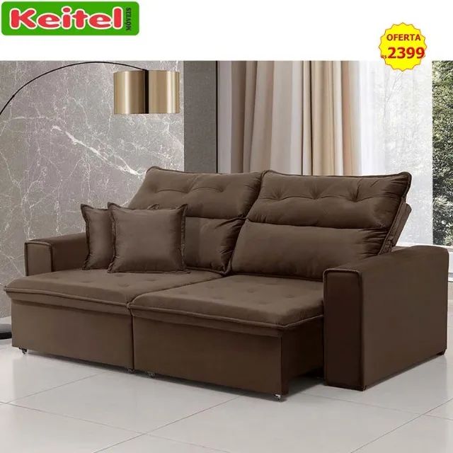 Sofá Retrátil e Reclinável 3 Lugares Charme Tabaco