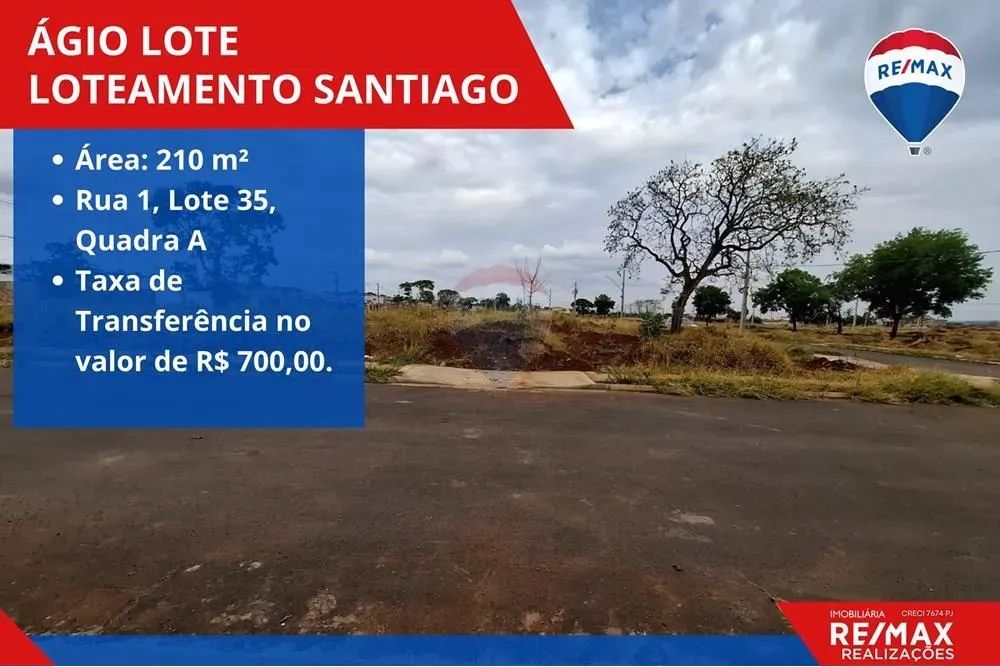 AGIO DE LOTE A VENDA NO LOTEAMENTO SANTIAGO