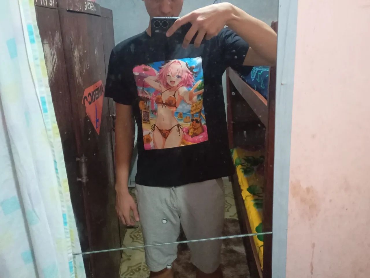 Camisa de algodão preta personalizada e chamativa do Astolfo  - Foto 3