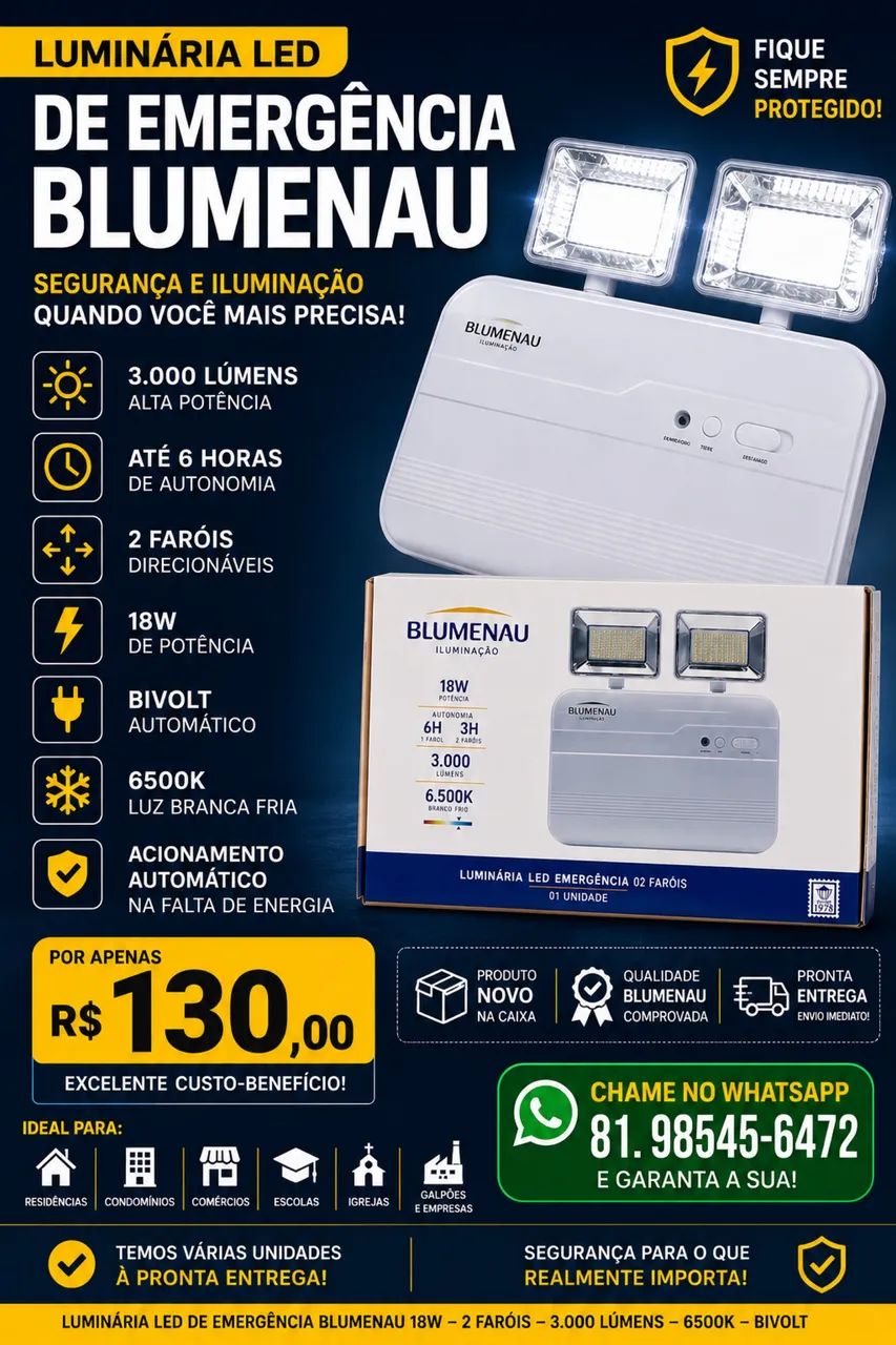   ? LUMINÁRIA LED DE EMERGÊNCIA BLUMENAU - Foto 4