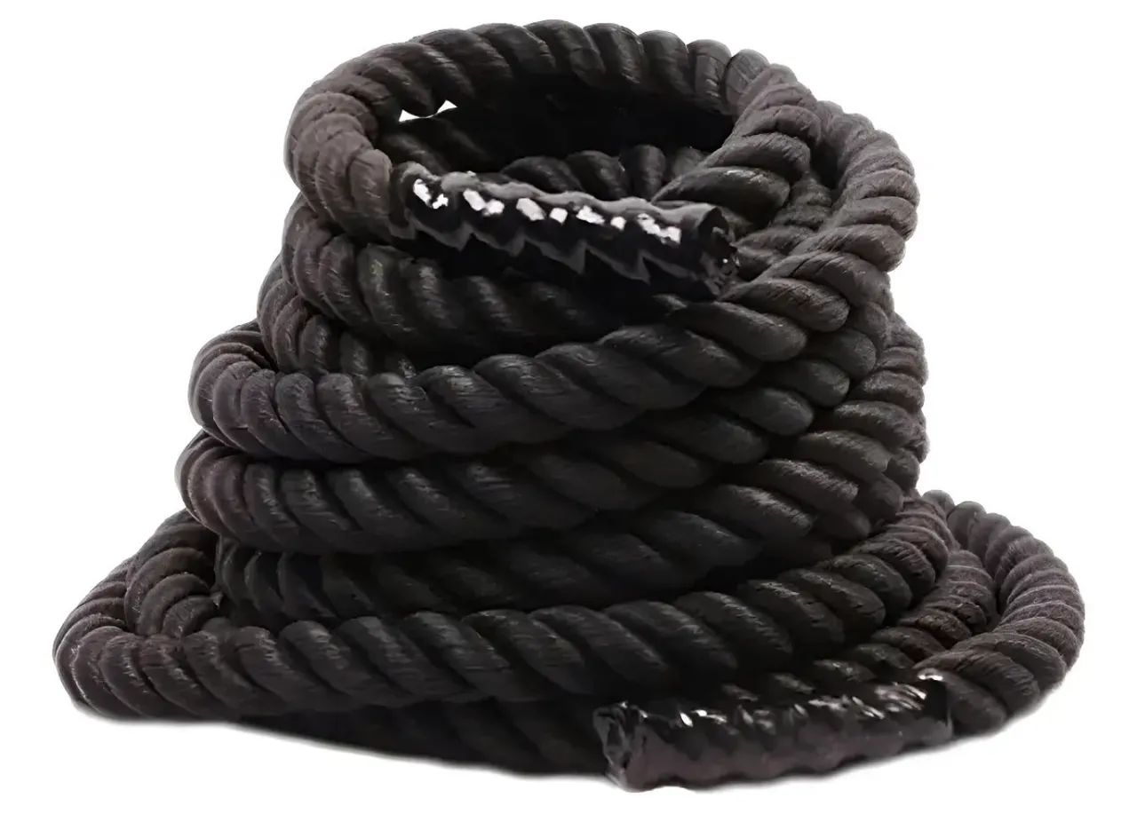 Corda Naval Preta 40 Mm 10 Mts Com Protetor Treino Funcional 