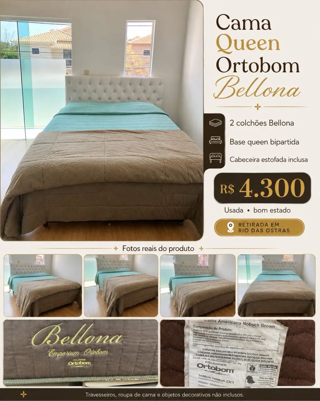 Cama Queen Ortobom Bellona completa