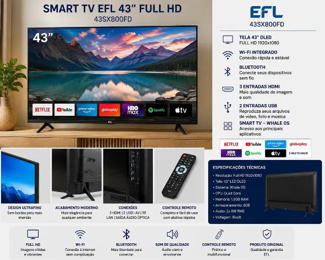 Smart TV EFL 43" Full HD - Excelente Estado