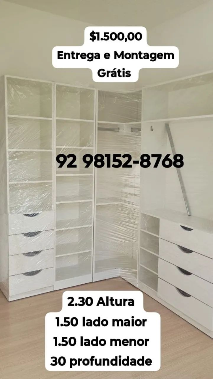 Closet Modelos em L com fundo